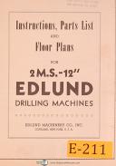 Edlund-Edlund 1F and 2F, Drilling and Tapping Mahcines, Operation and Parts Manual 1956-1F-2F-04